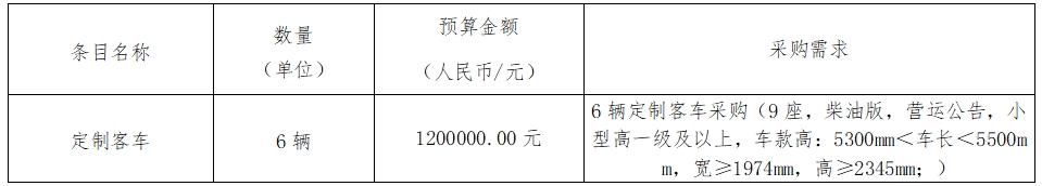 華夏城投項目管理有限公司關(guān)于馬鞍山長客6輛定制客車采購項目（采購編號：CYZB2024011）公開招標公告